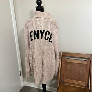 Vintage Enyce Rare to find  Men’s Beige Cable Knit Turtleneck Sweater XXL